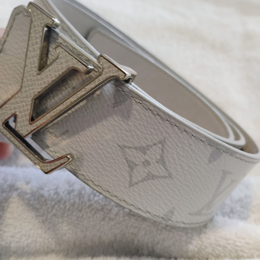 Louis Vuitton White Monogram Belt with Silver Accent